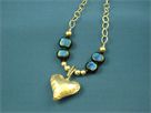Dichroic Glass Beads & Hilltribe Sterling Silver Heart Necklace